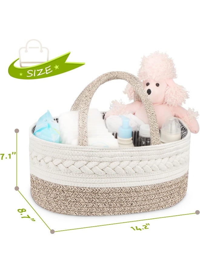 Maliton Diaper Caddy Organizer for Baby, Cotton Rope Baby Gift Basket, Portable Diaper Organizer for changing table, Nursery Storage Organizer, Shower Gifts for Newborn,baby essentials - Image 3